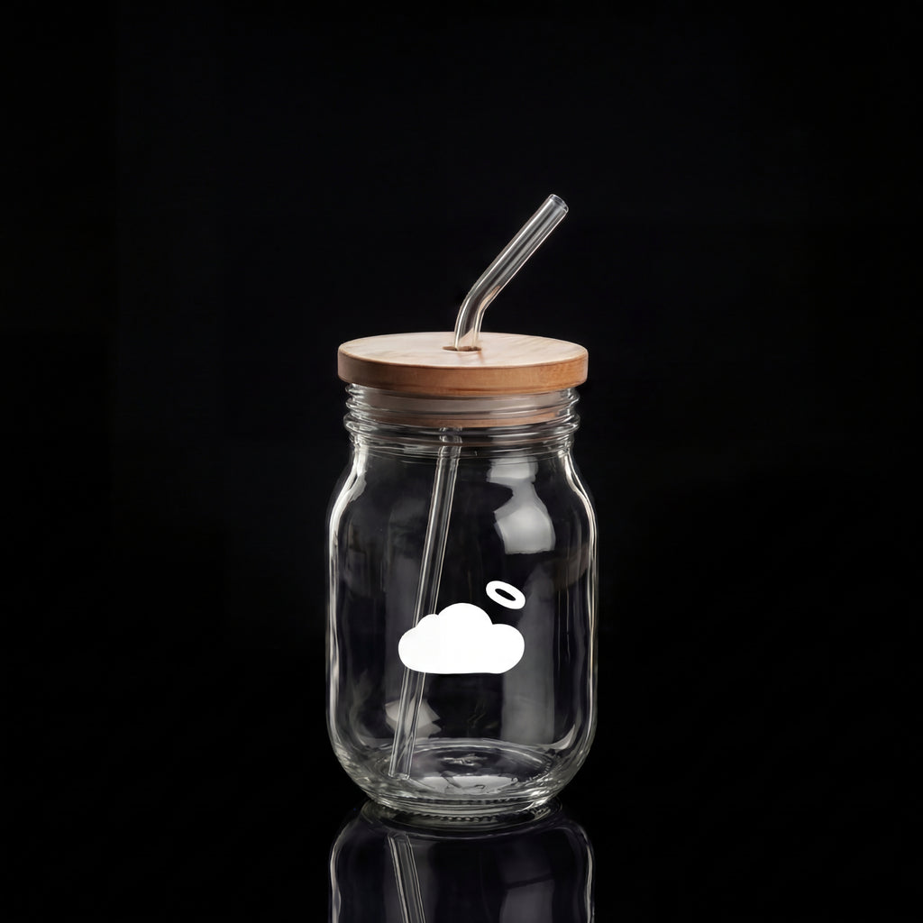 Kids Spirit Sippee Glass with Straw featuring the Holy Spirit Engraved Cloud