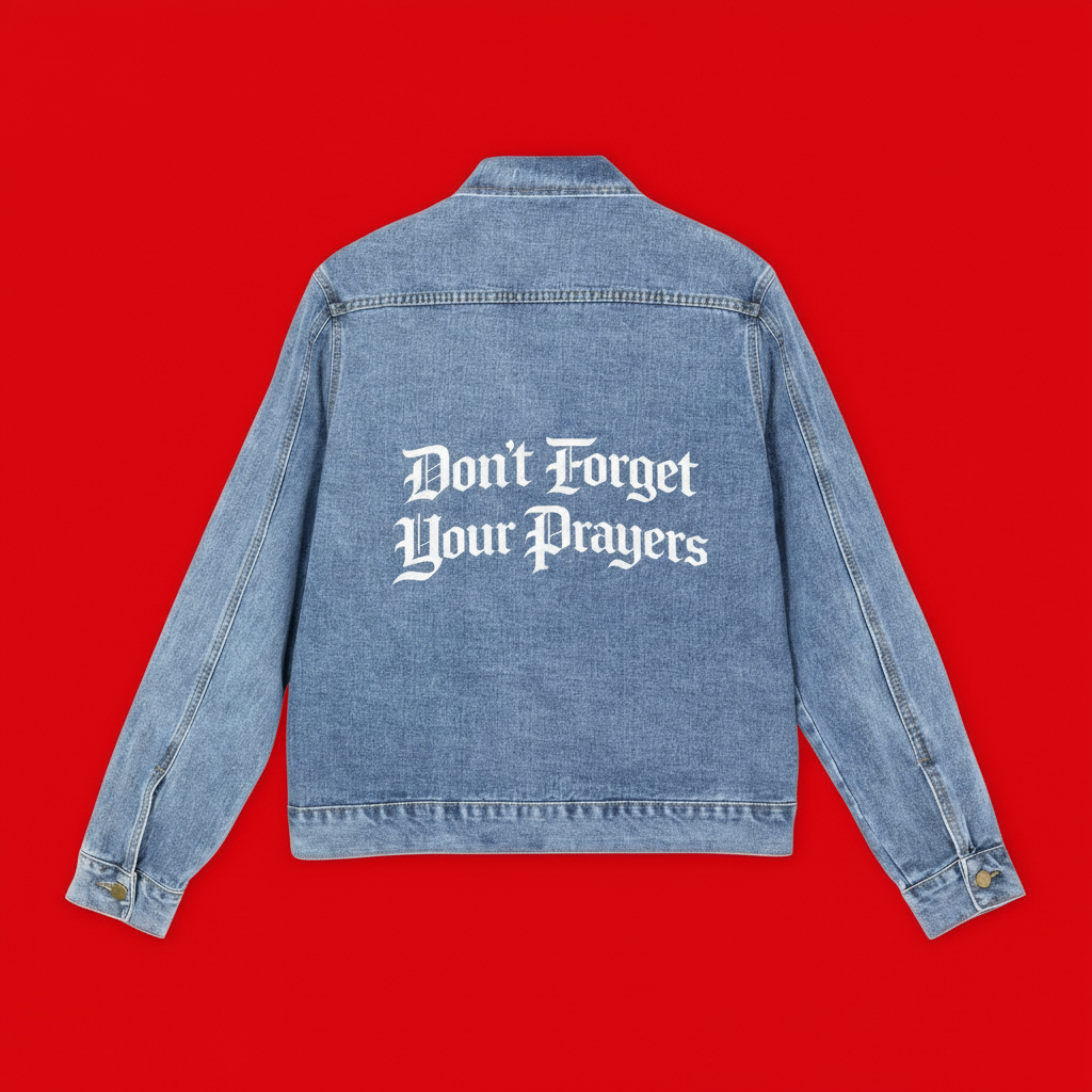Limited-Edition Ovesized "Don't Forget Your Prayers" Denim Jacket